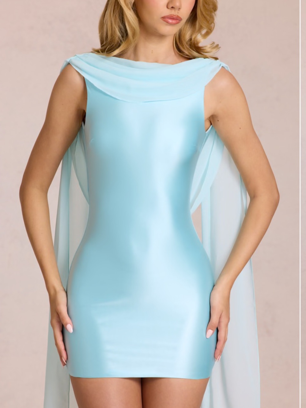 New Oh Polly Venya Draped Mini Dress in Aquamarine